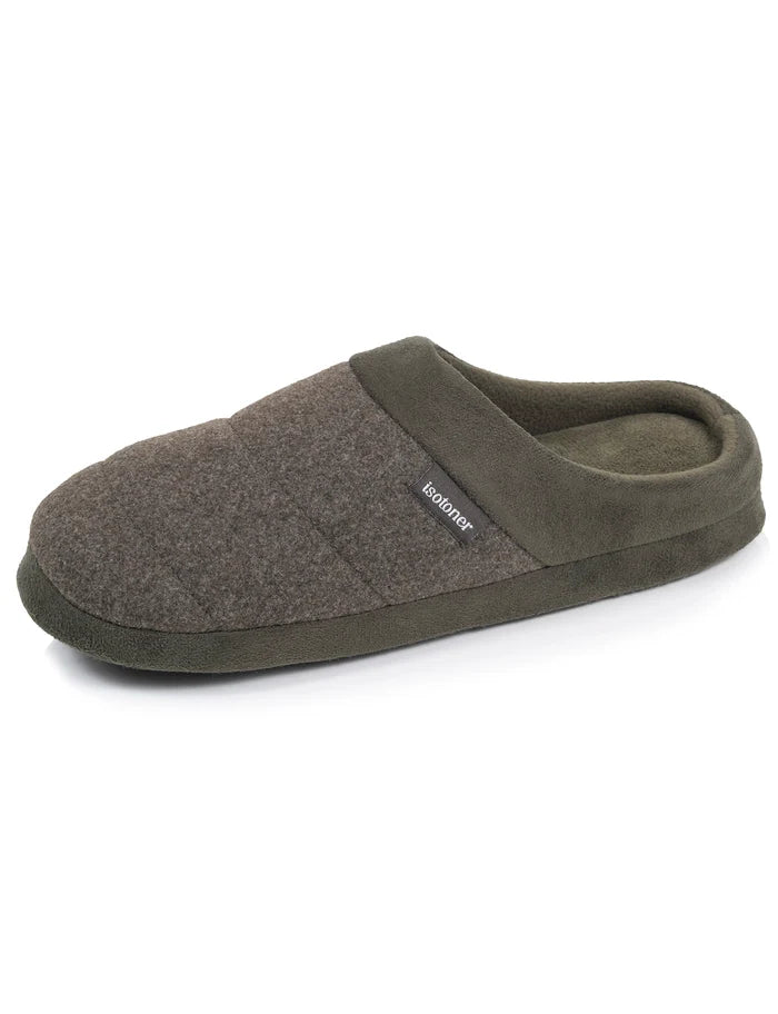 Chaussons Mules Homme polaire Kaki chiné