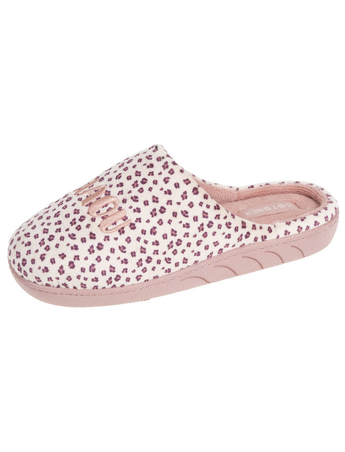 Chaussons Mules Junior Rose Léopard