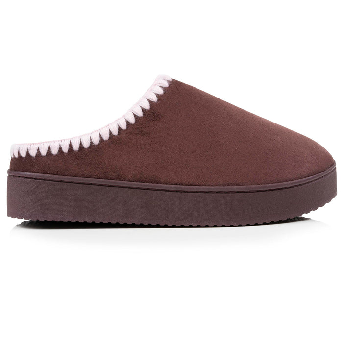 Chaussons mules plateforme Femme Cachou