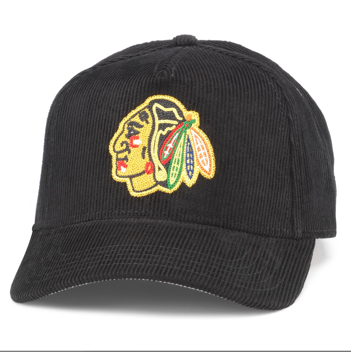 Chicago Blackhawks Black Corduroy Snap Back