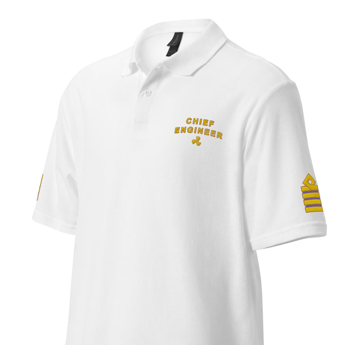 Chief Engineer uniform polo with left chest and sleeves embroidery. - IamSEAWOLF shop