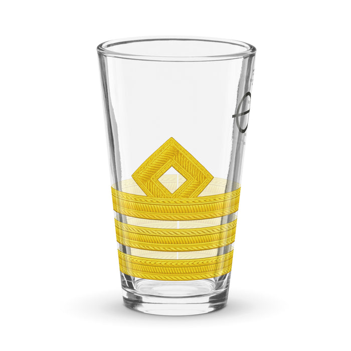 Chief Officer pint glass with epaulette design and clear glass finish