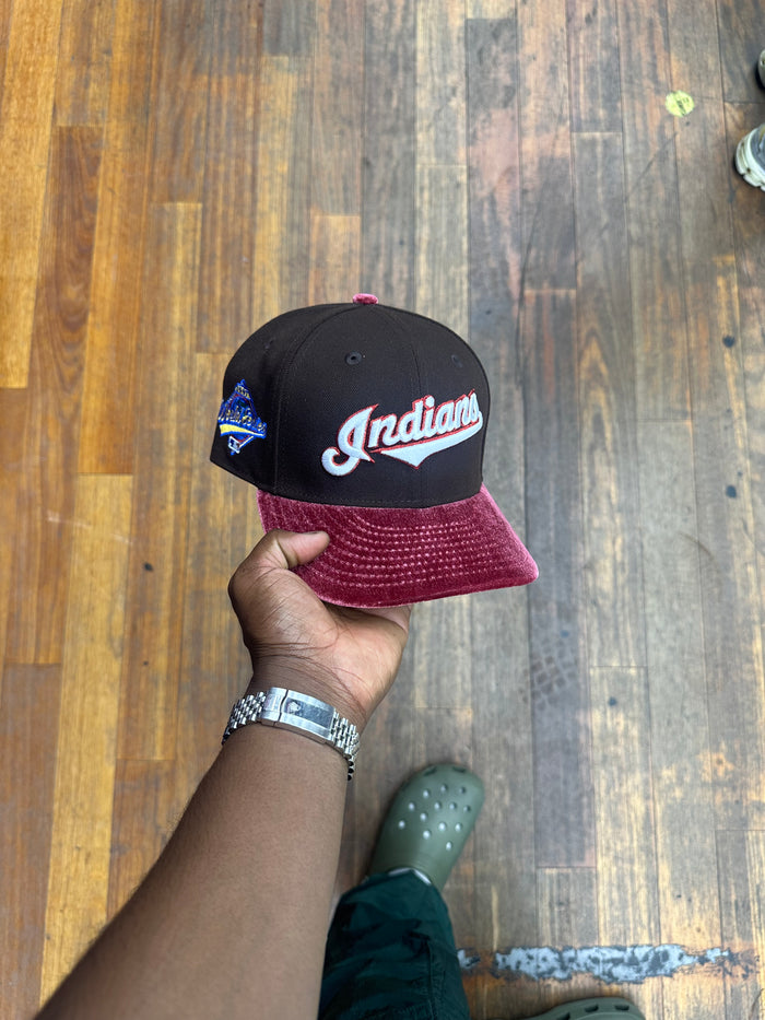 Cleveland Indians Dark Brown and Red Velvet Script 97 WS