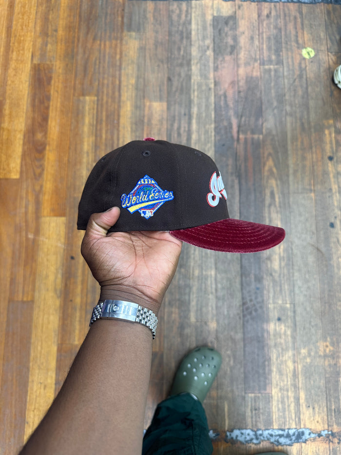 Cleveland Indians Dark Brown and Red Velvet Script 97 WS