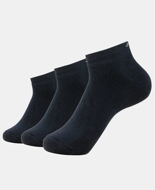 Compact Cotton Terry Low Show Socks with StayFresh Treatment - Black (Pack of 3)