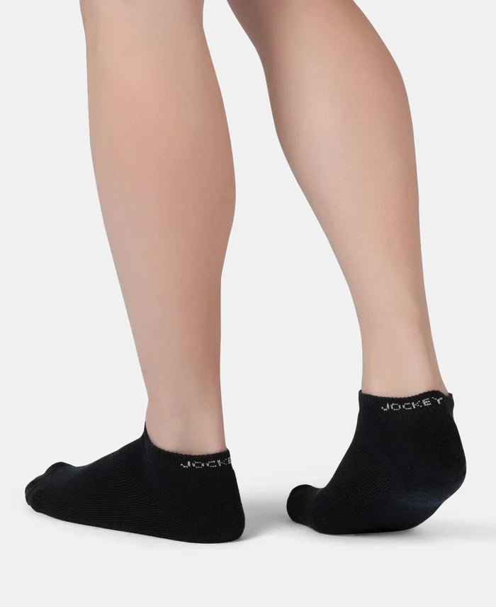 Compact Cotton Terry Low Show Socks with StayFresh Treatment - Black (Pack of 3)