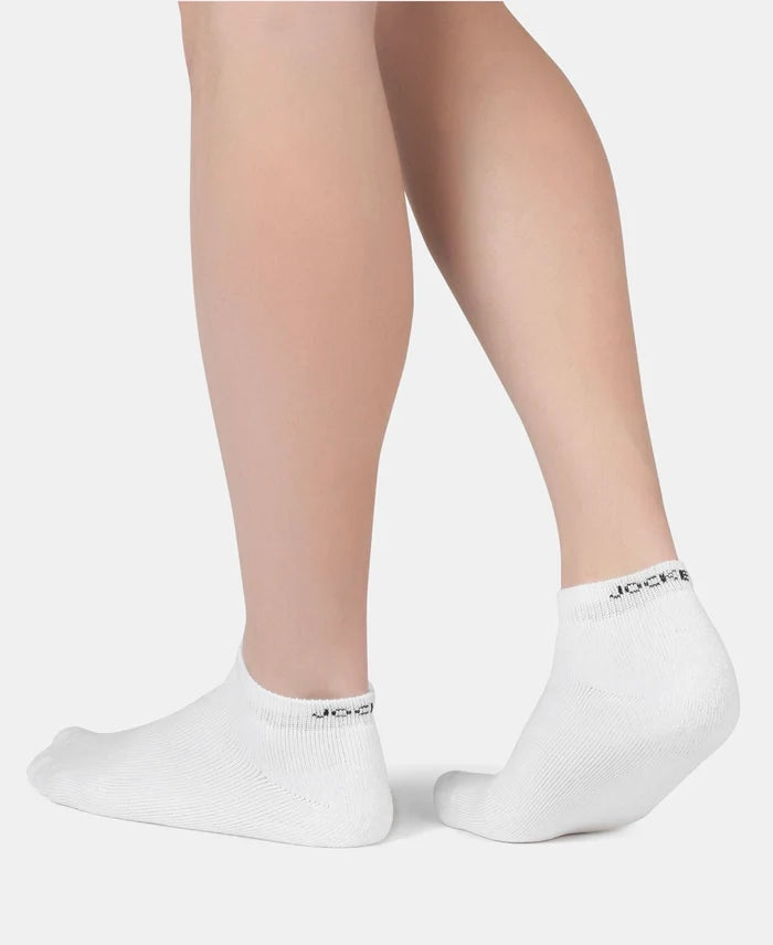 Compact Cotton Terry Low Show Socks with StayFresh Treatment - White (Pack of 3)