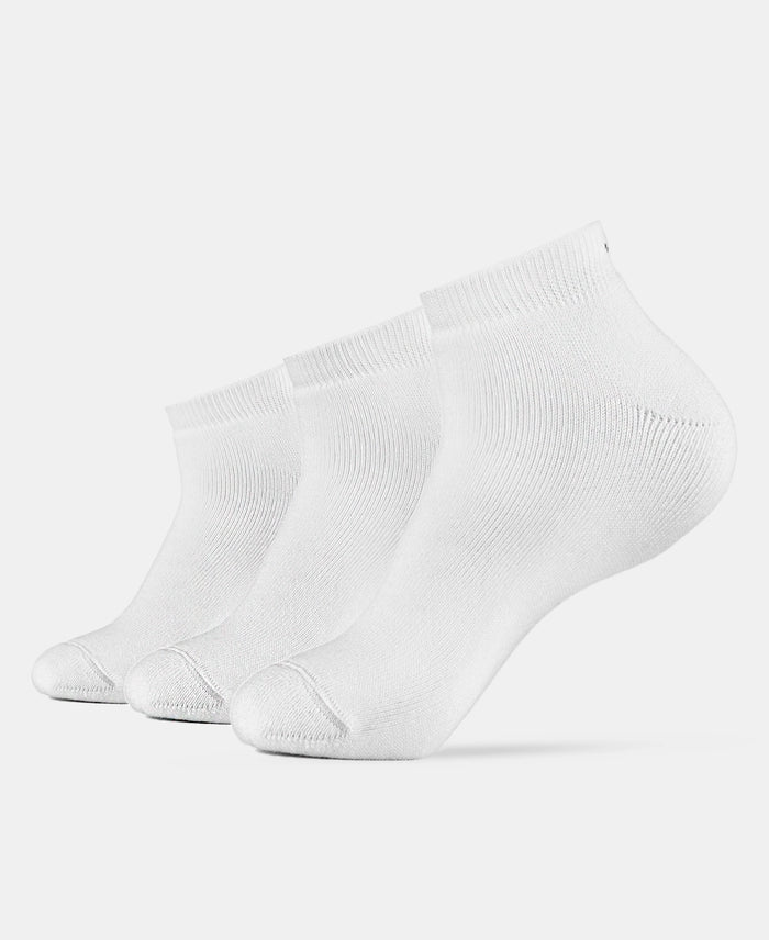 Compact Cotton Terry Low Show Socks with StayFresh Treatment - White (Pack of 3)