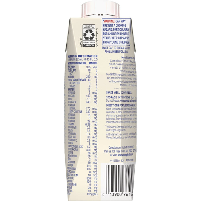 Compleat Peptide 1.5 Pediatric Tube Feeding Formula, Vegetable/Fruit, 1000 mL - 00043900617152-Single - LL Medico