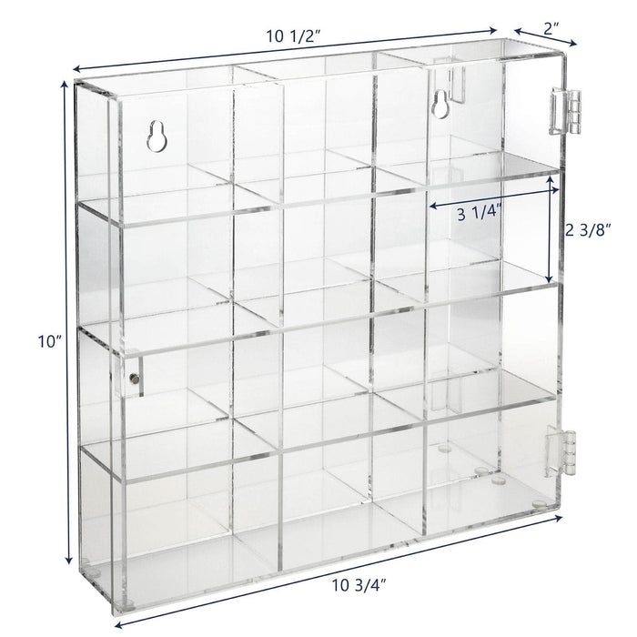 #COT1834 Mountable 12 Compartments Display case  with Mirrored Back
