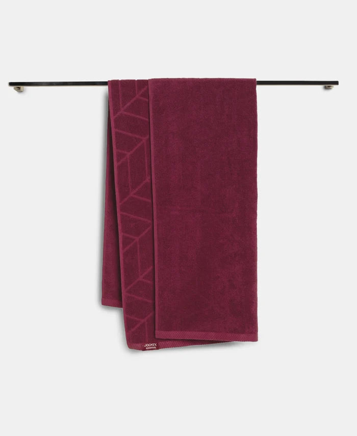 Cotton Terry Ultrasoft and Durable Patterned Bath Towel - Burgundy