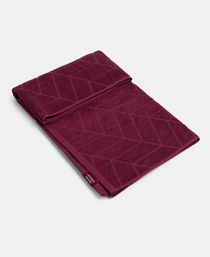 Cotton Terry Ultrasoft and Durable Patterned Bath Towel - Burgundy