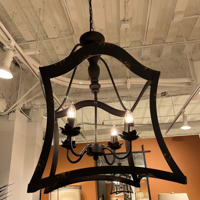 Pendant Crestview Collection CVPDA007 La Roux 4 light Black Metal Farmhouse Chandelier Crestview Collection