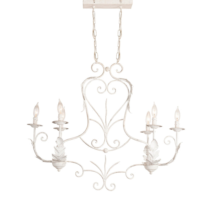 Island Chandelier Crestview Collection CVPZDN014 St. Laurant 34" White Iron French Country Chandelier Crestview Collection