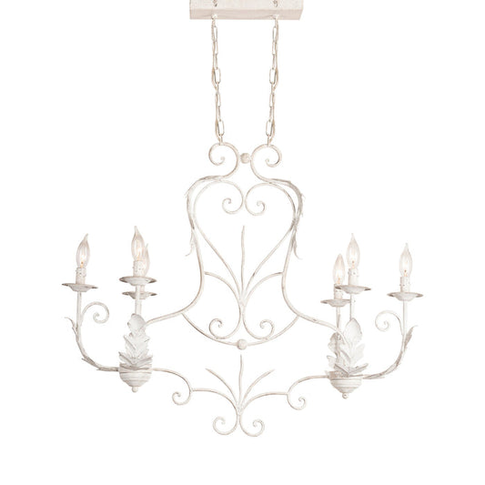 Island Chandelier Crestview Collection CVPZDN014 St. Laurant 34" White Iron French Country Chandelier Crestview Collection