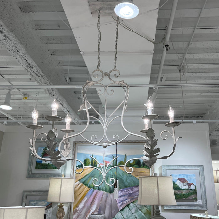 Island Chandelier Crestview Collection CVPZDN014 St. Laurant 34" White Iron French Country Chandelier Crestview Collection