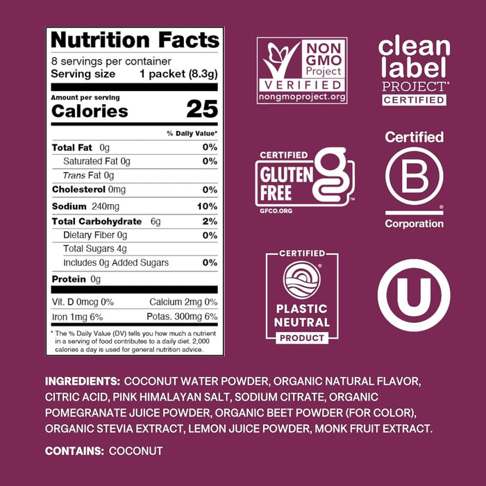 Cure Hydration Electrolyte Drink Powder, Berry Pomegranate, 8.3 Gram - HM1002-Pack - LL Medico