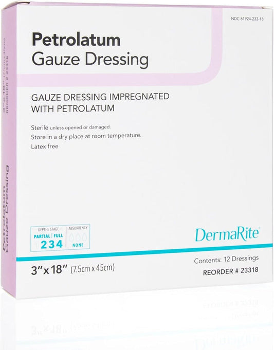 DermaRite Petrolatum Impregnated Dressing, 3 x 18 Inch