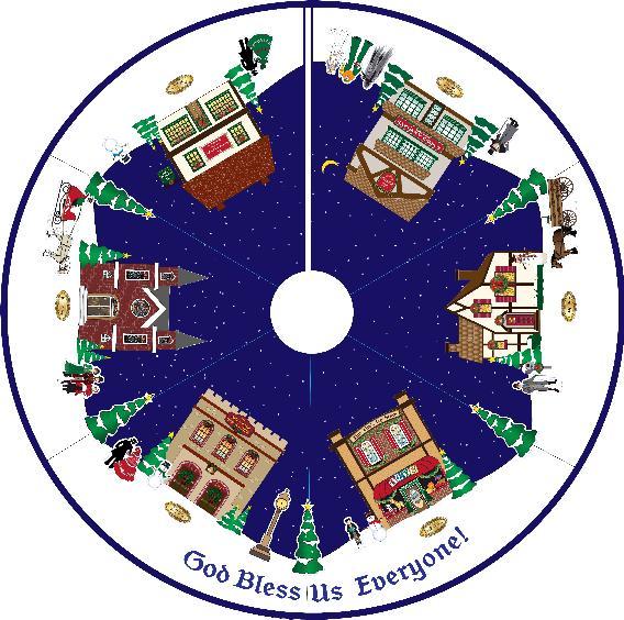Dickens Village Tree Skirt Applique