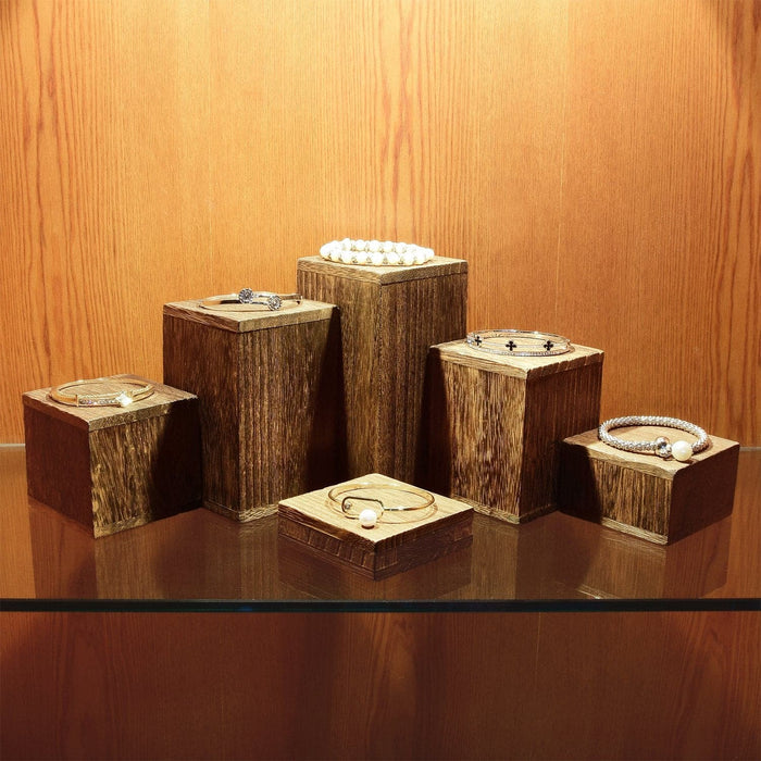 #DPW514-BR Wooden 6 Pcs Square Risers Display, Brown Color