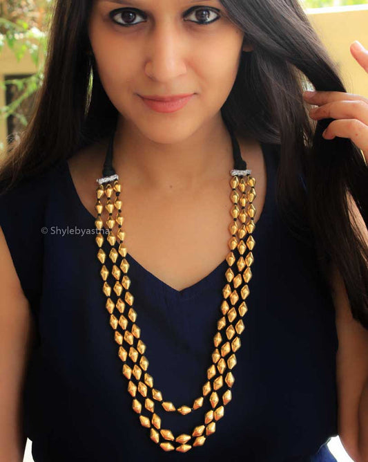 Dulari 3 Layered Gold Plated Dholki Mala