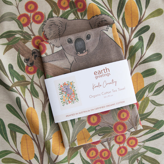 Earth Greetings Organic Cotton Tea Towel - Koala Country