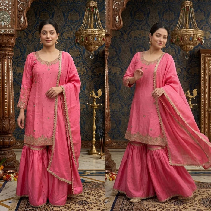 Elegant Pink Ethnic Ensemble Delight