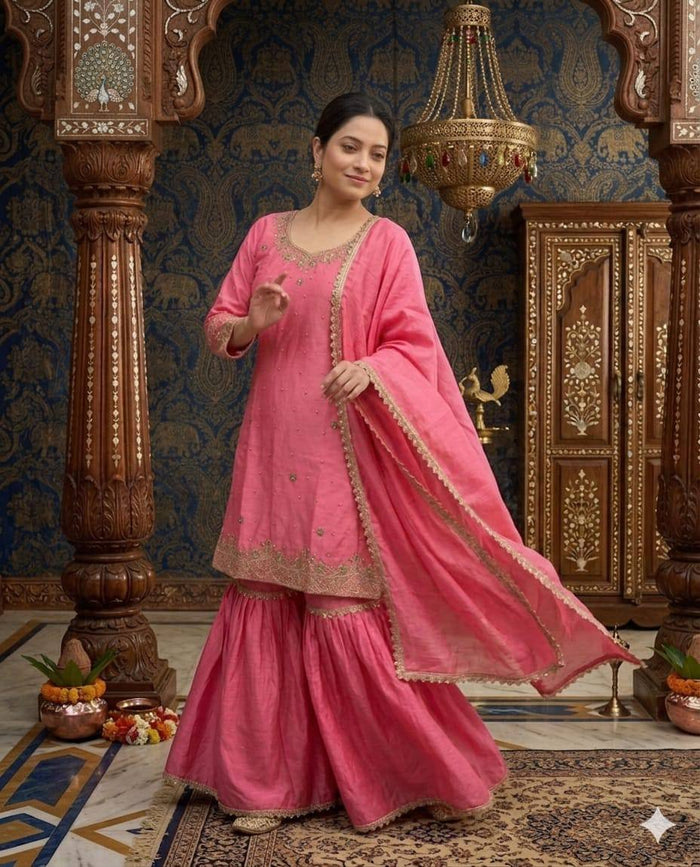 Elegant Pink Ethnic Ensemble Delight