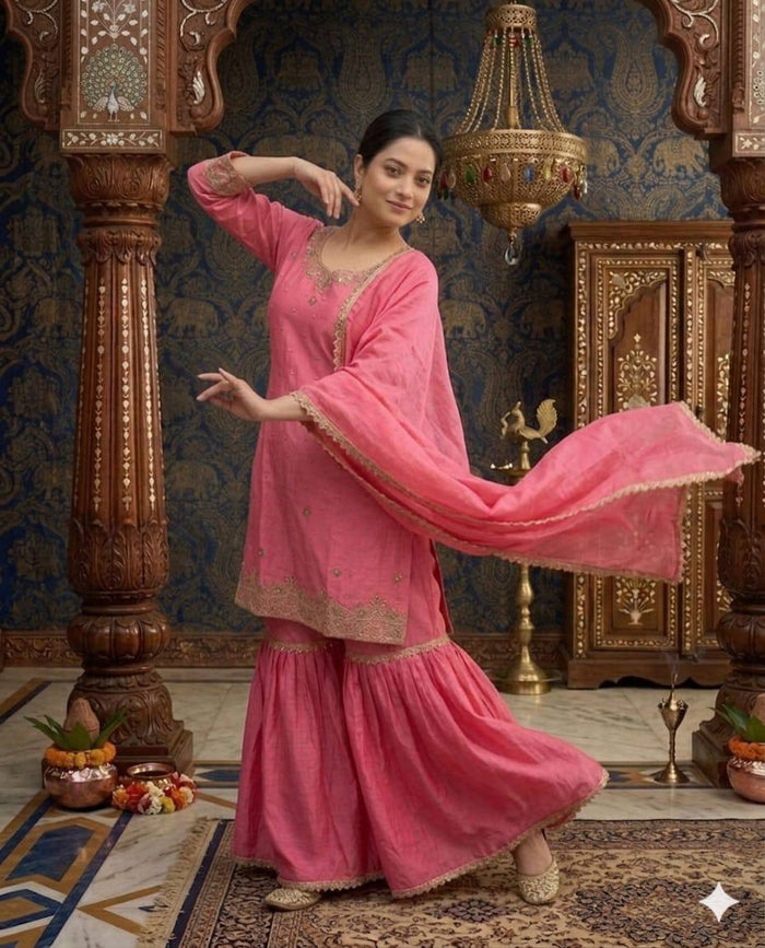 Elegant Pink Ethnic Ensemble Delight