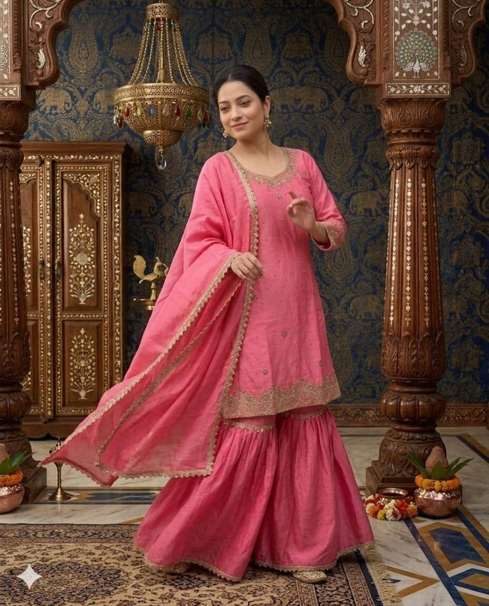 Elegant Pink Ethnic Ensemble Delight