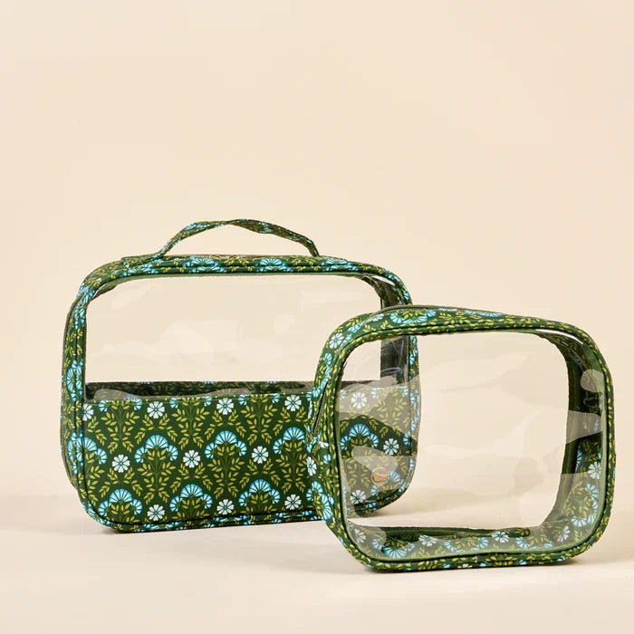 Everbloom Forest Green Clearly Chic Cosmetic Bag Set