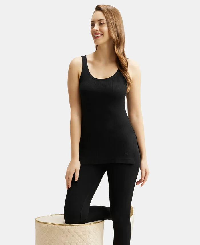 Super Combed Cotton Rich Thermal Tank Top with StayWarm Technology - Black-6