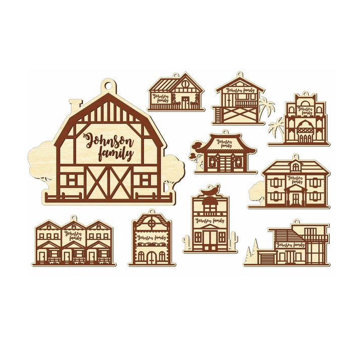 Family House Ornaments (Set of 10)