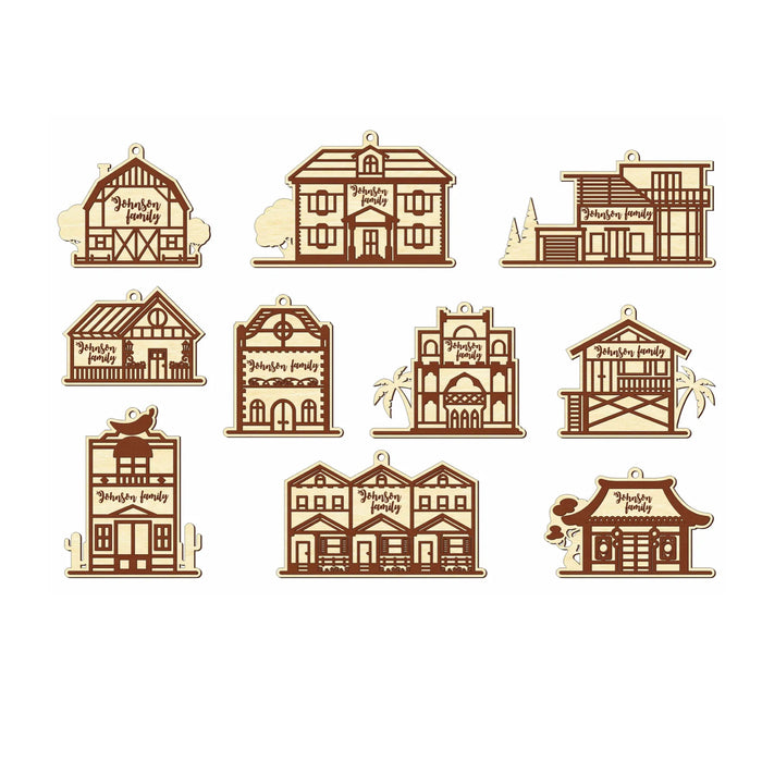 Family House Ornaments (Set of 10)