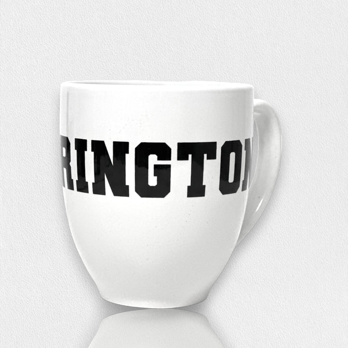 The STRAN FEARRINGTON LIFESTYLE COLLECTION - FEARRINGTON MUG is a white ceramic 16 oz mug featuring bold black “FEARR” text on the front, shown against a plain white background.
