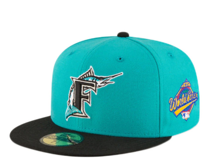 Florida Marlins Teal and Black 1997 World Series Fitted Hat