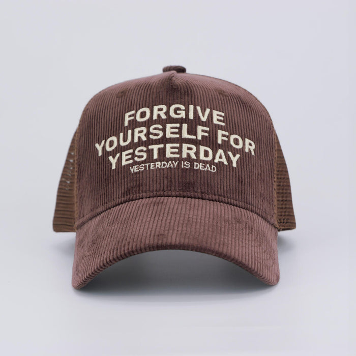 Forgive Yourself For Yesterday Mocha Corduroy Trucker