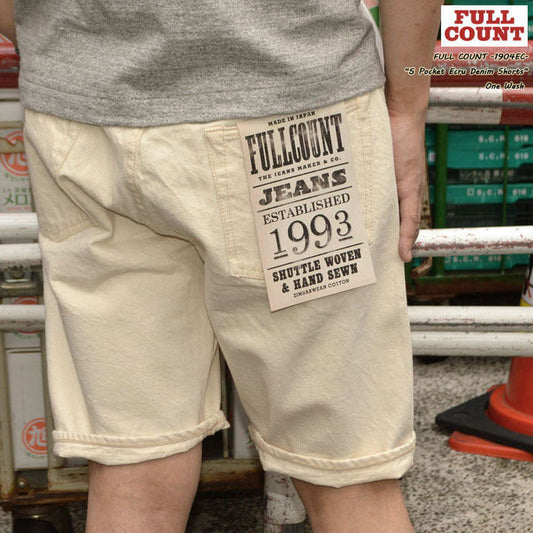 FULL COUNT "1904EC" 5POCKET ECRU DENIM SHORTS