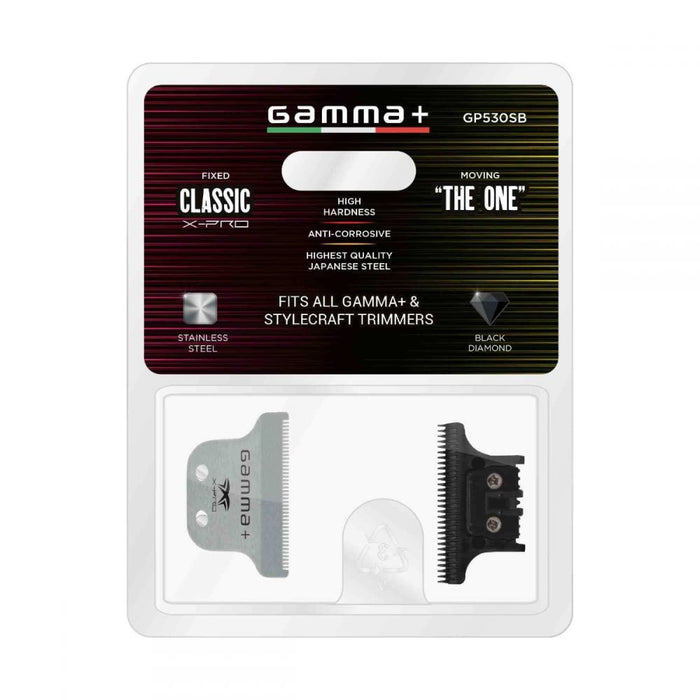 Gamma+ Classic X-Pro Stainless Steel Fixed Blade With "The One" Black Diamond Cutting Trimmer Blade Set
