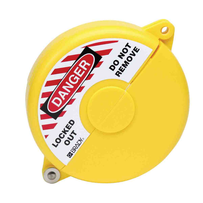 Durable Gate Valve Lockout Device - High - Quality, Adjustable Safety Tool for Industrial Maintenance - Easy to Install, Red with Warning Labels - Mann Supply Brady