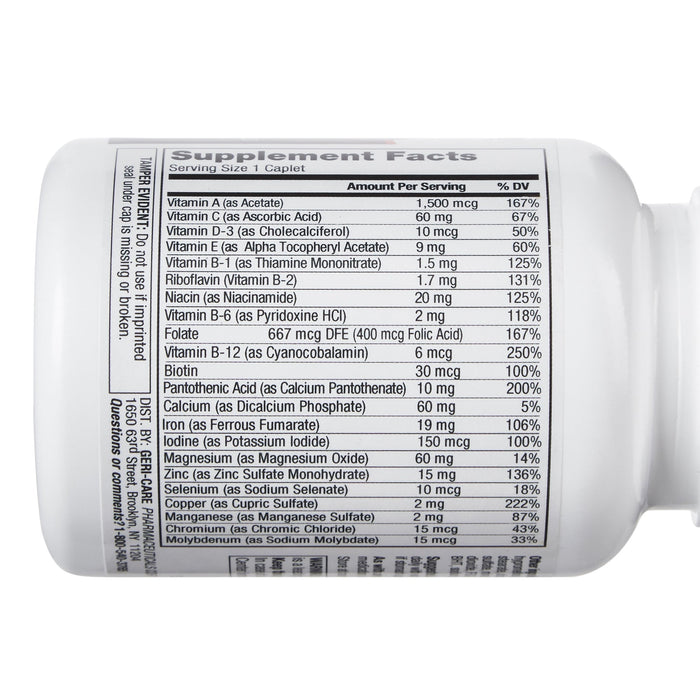 Geri - Care Multivitamin Supplement with Minerals, 100 caplets - 621-01-GCP-Single - LL Medico