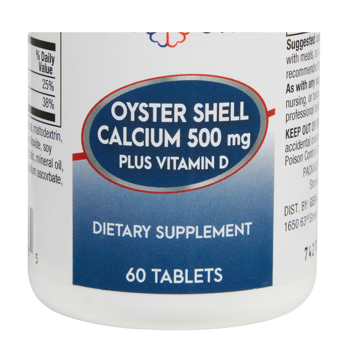Geri - Care Oyster Shell Calcium Plus Vitamin D Supplement, 500 mg, 60 tablets - 742-06-GCP-Single - LL Medico