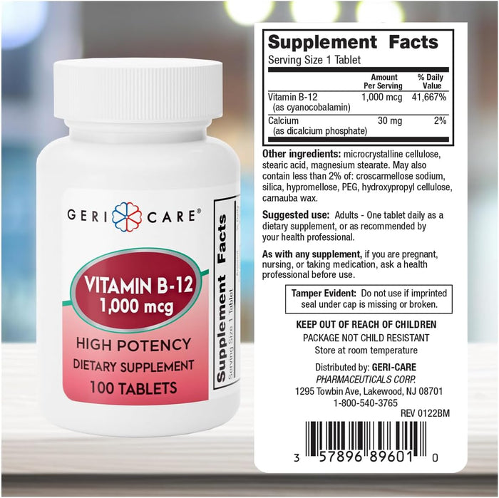 Geri - Care Vitamin B - 12 Supplement, 1000 mcg - 896-01-GCP-Single - LL Medico