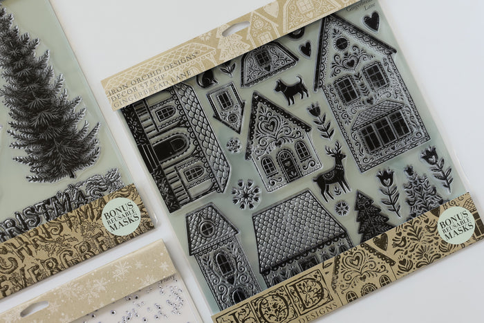Gingerbread Lane - 12x12 IOD Stamp - Iron Orchid Designs - LIMITED EDITION