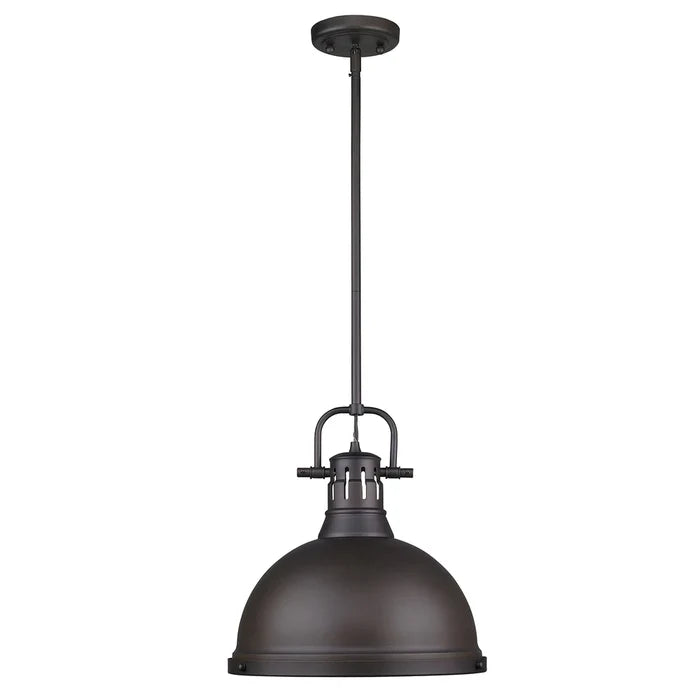 Pendant Golden Lighting 3604-L BLK-BLK Duncan Large Black Farmhouse Pendant Golden Lighting