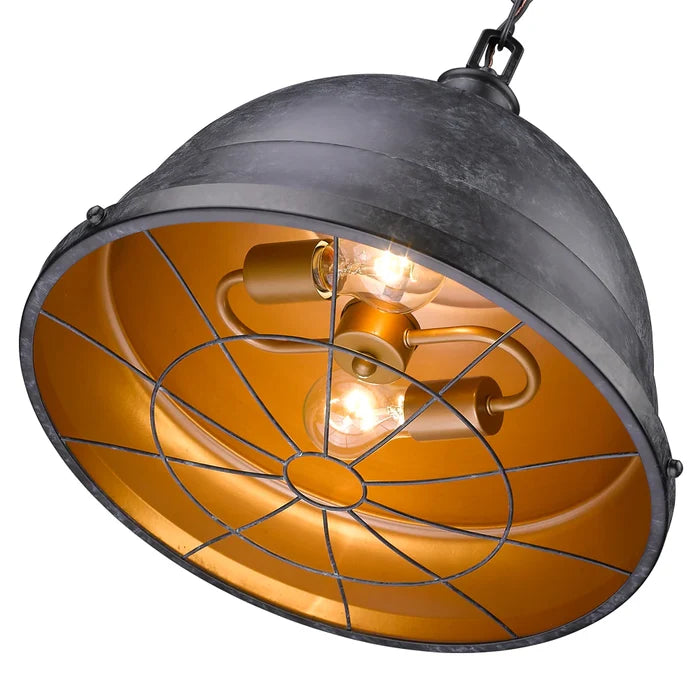 Pendant Golden Lighting 7312-L BP Bartlett 2 Light Farmhouse Pendant Black Patina Golden Lighting