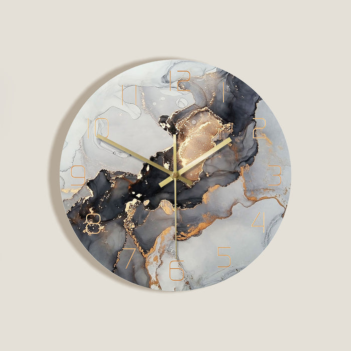 Gray Marble Style Wall Clock