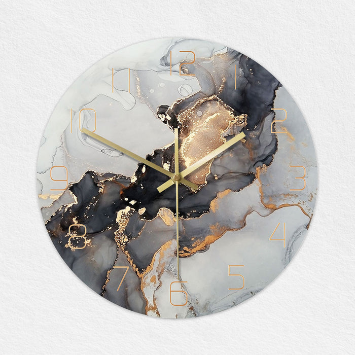 Gray Marble Style Wall Clock
