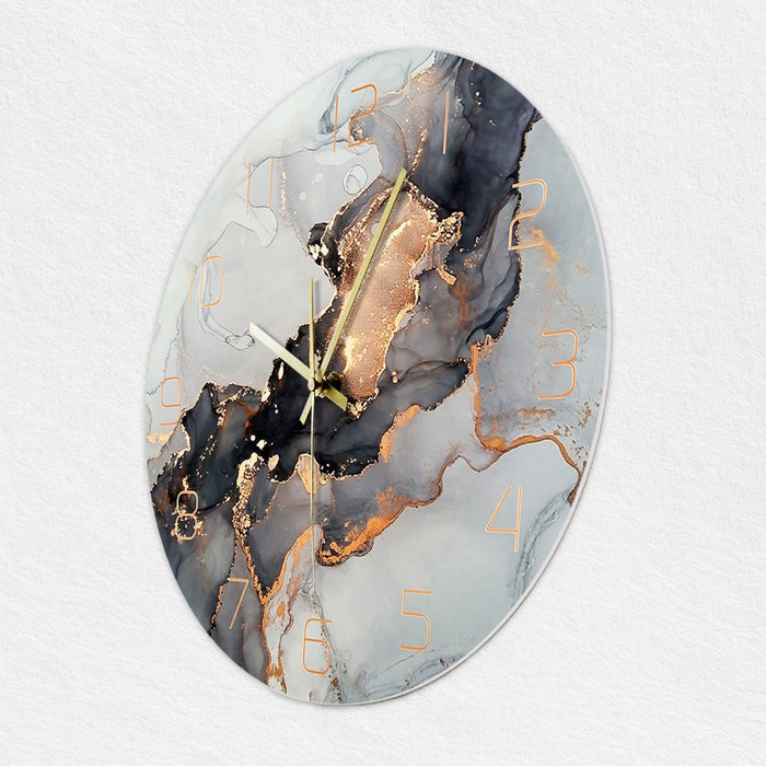 Gray Marble Style Wall Clock