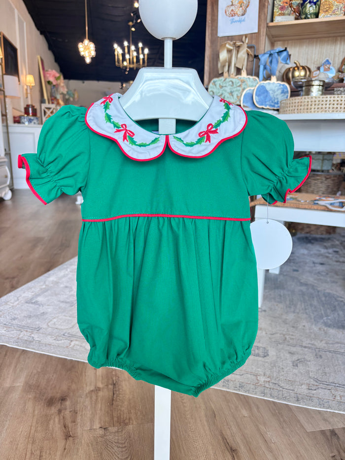 Green Bubble With Bow and Holly Collar